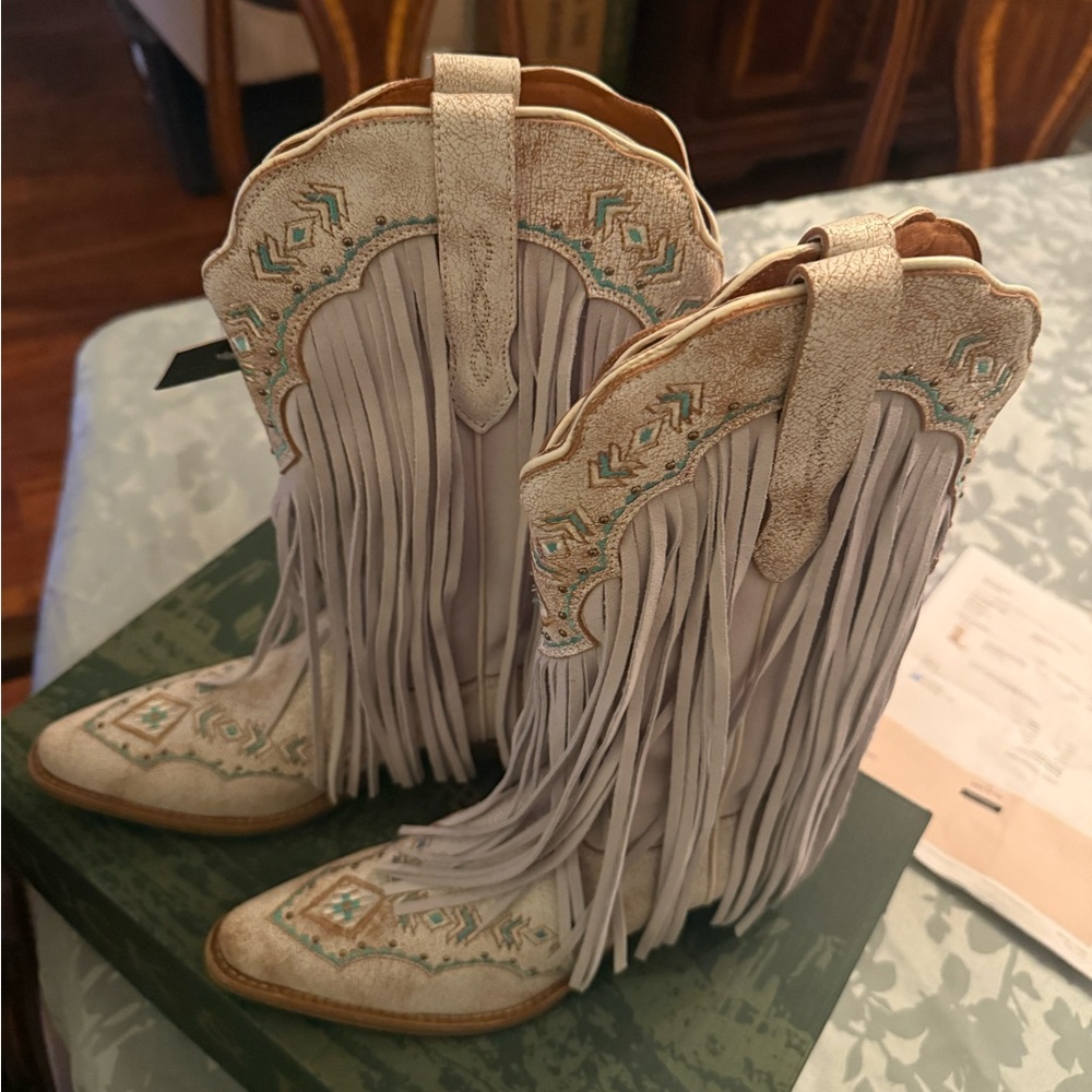 Buck & Brana Fringe Embroidered Ankle Boots